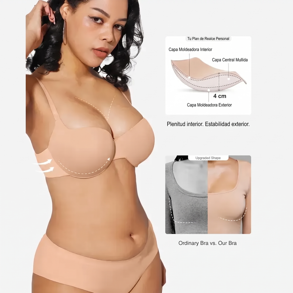 Sujetador Push‑Up Sin Costuras